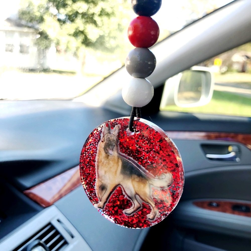 German Shepherd Handmade Resin Car Charm
